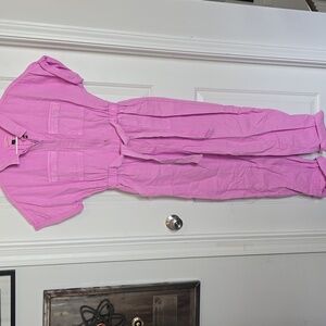 Pink Jumpsuit with Attached Belt